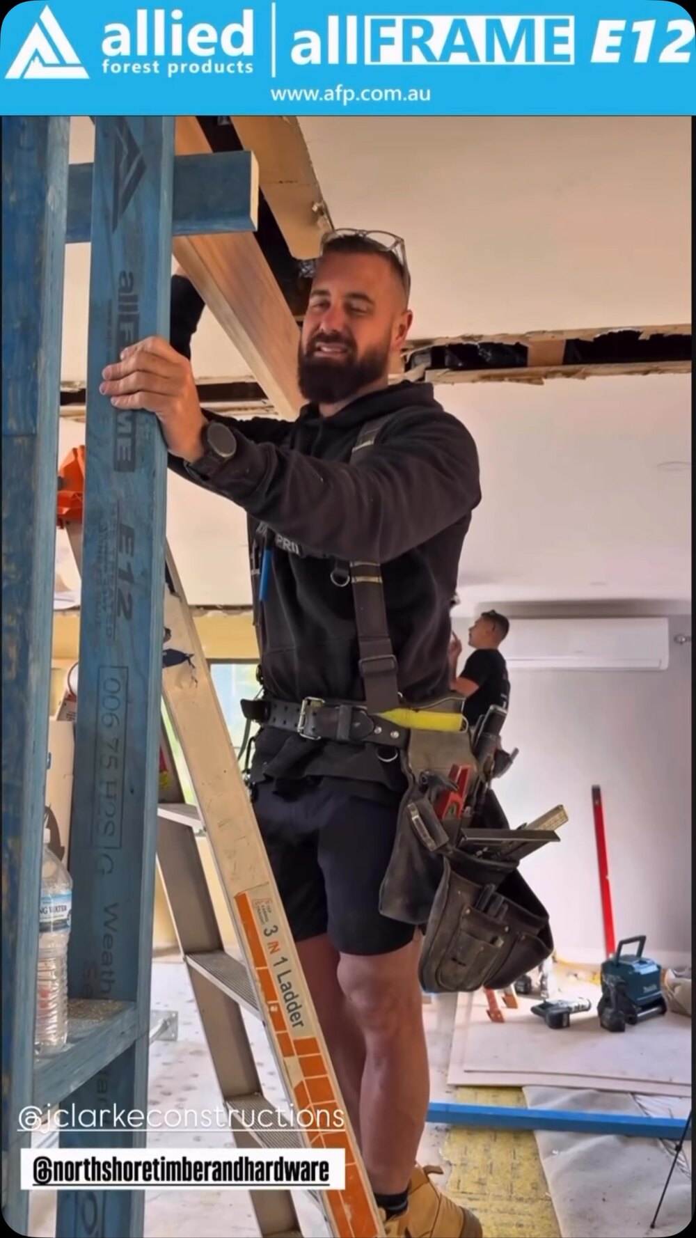 Carpenter installing allFRAME E12 on site